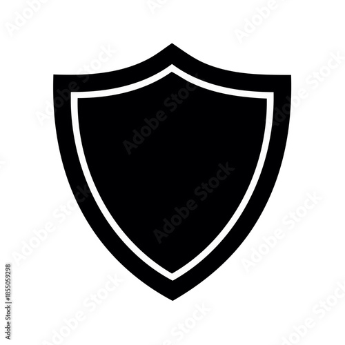 Isolated Black Shield Emblem Shape Icon Silhouette for Security and Protection
