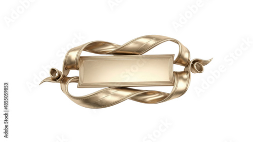 Ornate gold ribbon banner on Transparent Background