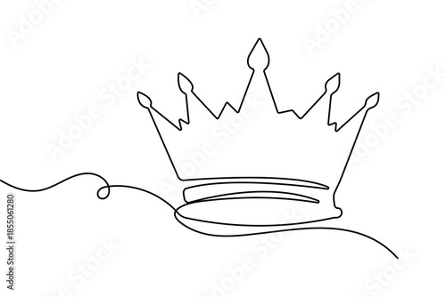 Luxury crown continuous one line art modern outline vector illustration isolated