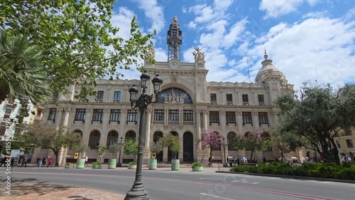 Valencia, Spain - 29 April 2025 -  The Post Office Building or Palace of Post and Telegraphs of Valencia (El Edificio de Correos o Palacio de correos y telegrafos de Valencia ) 