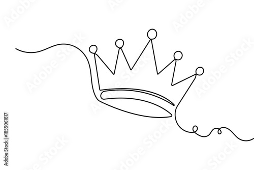 Luxury crown continuous one line art modern outline vector illustration isolated
