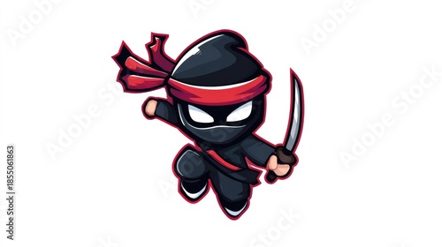 Ninja Character: A dynamic ninja character, ready for action, embodies stealth and skill, perfectly illustrating the essence of agility and precision.