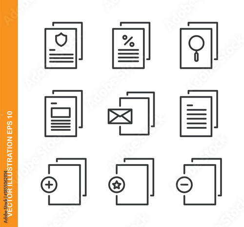 Document line icons- Mini collection and editable stroke series icon
