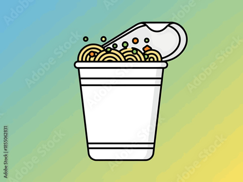 Instant Noodle Cup Meal Preparation Quick Unpack Ready Snack