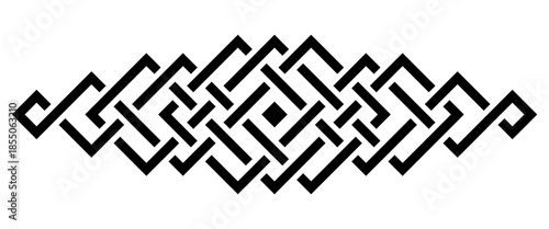 Geometric interlaced black border divider. Vector illustration