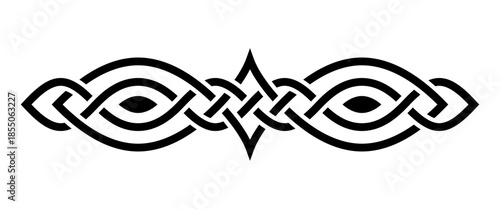 Geometric interlaced black border divider. Vector illustration