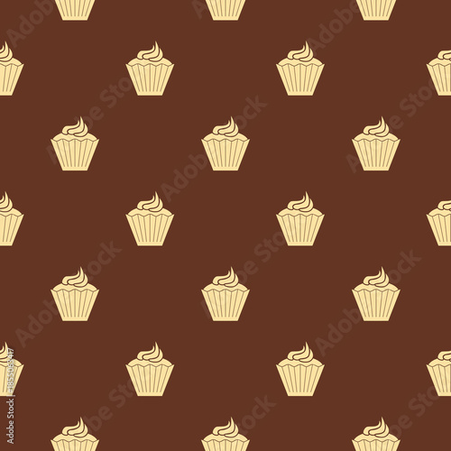 Simple cupcake flat seamless pattern isolated on color background