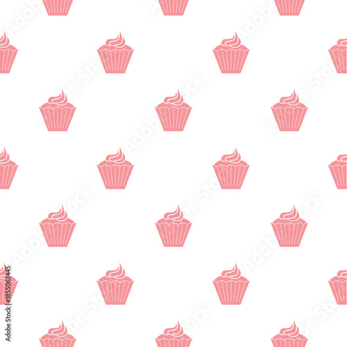 Simple cupcake flat seamless pattern isolated on white background