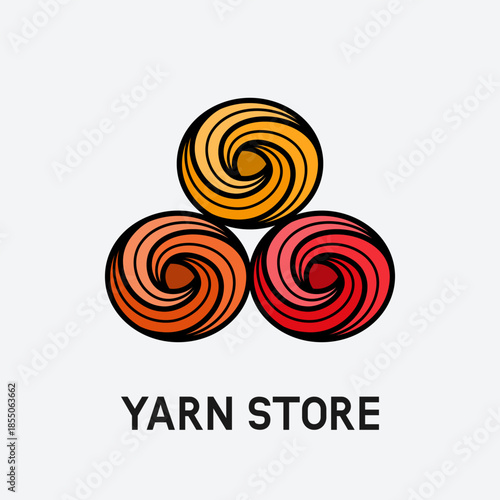 Three cakes of colored yarn. Yarn store icon. Vector illustration