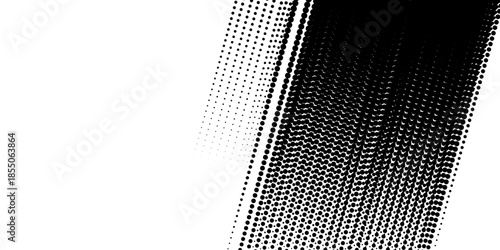 Black and white Halftone Fade Backdrop. Distressed Points Overlay.Abstract broken lines style halftone banner design template. Vector background. Distressed overlay Vector grunge halftone background. 