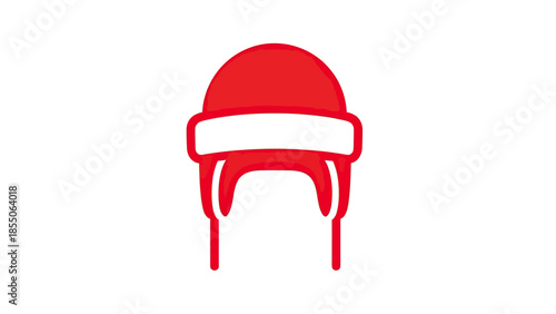 Red winter hat with ear flaps icon, isolated on white background