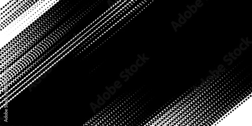 Black and white Halftone Fade Backdrop. Distressed Points Overlay.Abstract broken lines style halftone banner design template. Vector background. Distressed overlay Vector grunge halftone background. 