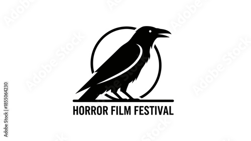 Scary Raven Logo for Horror Film Festival - Black Silhouette