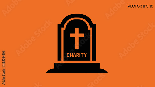 Charity Gravestone Icon on Orange Background