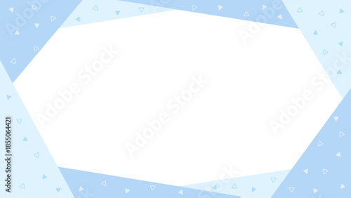 水色のファンシーレトロなかわいい三角柄のフレーム　16：9