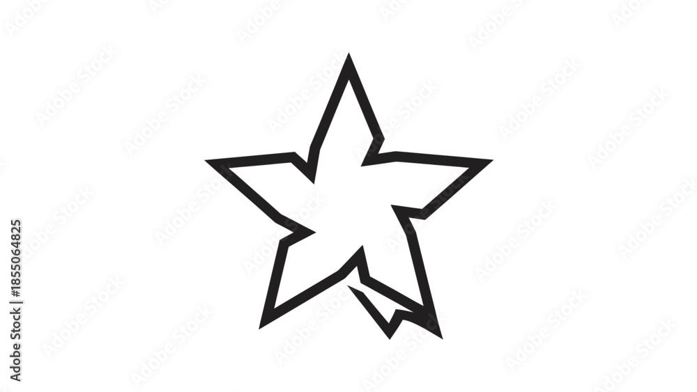Obraz premium Abstract Star Shape Icon with Jagged Edge, Minimalist Black Outline on White