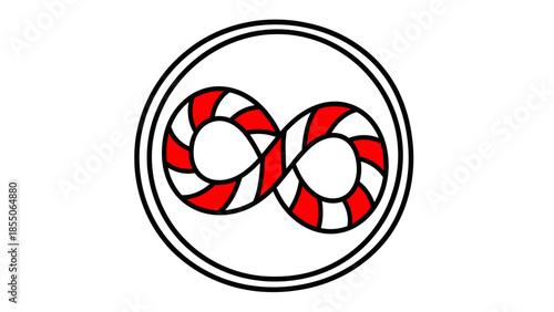 Infinity Symbol with Red and White Stripes Inside a Circle