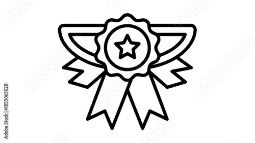 Star Ribbon Award Badge Icon Outline