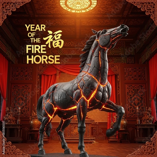 Year of the Fire Horse 2026 luxury zodiac horse statue with fiery core