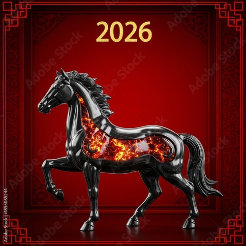 Year of the Fire Horse 2026 luxury zodiac horse statue with fiery core