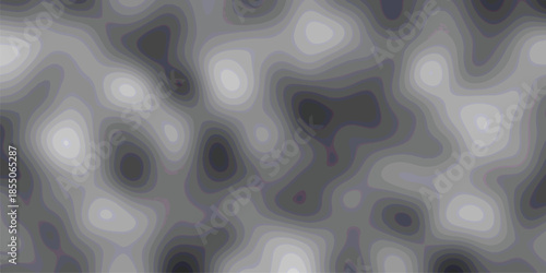 Abstract grayscale topographic contour map pattern with smooth, rounded shapes and varying shades of gray creating a visually engaging and organic texture for backgrounds and design elements