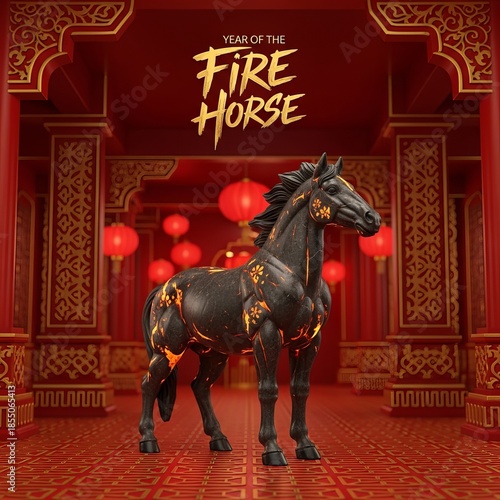 Year of the Fire Horse 2026 luxury zodiac horse statue with fiery core