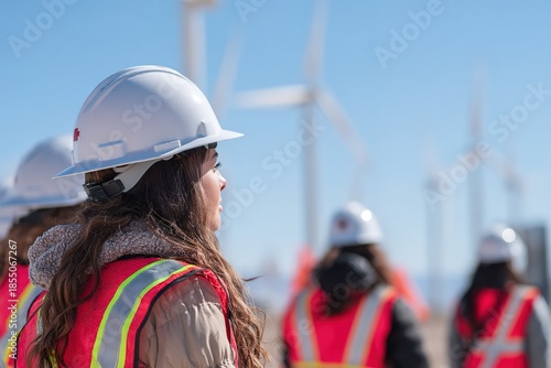 Women participate in wind farm tour to learn about renewable energy and project development