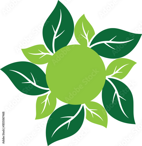Green Leaves Circular Arrangement Logo