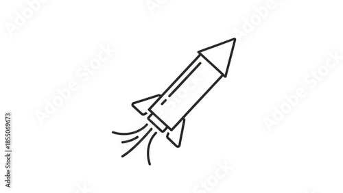 Simple line art rocket icon representing space travel and exploration perfect for technology and startup concepts isolated on white