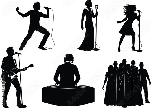 “Music Performer Silhouettes – Singers, DJs, Choirs & Guitarists”