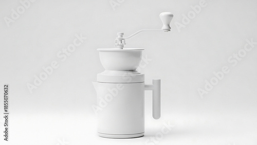 White Coffee Grinder and French Press Combination Device