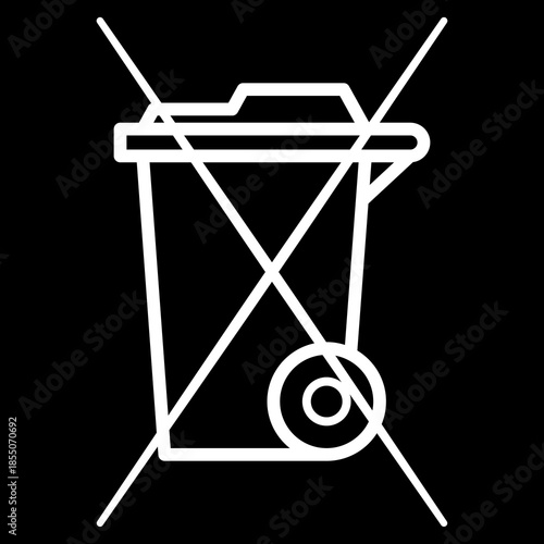 The crossed-out wheeled bin symbol in white on a black background