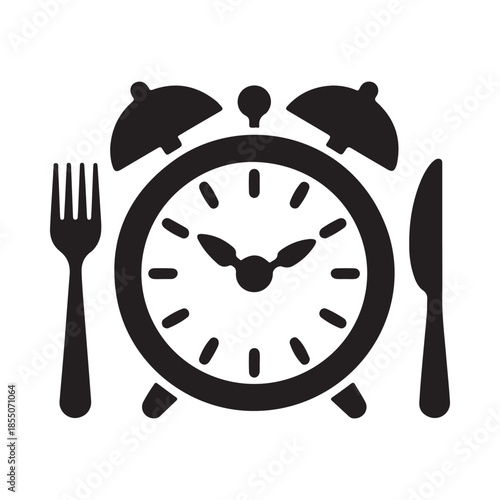 Breakfast time concept with a clock fork and knife illustration