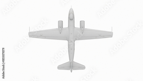 Gray twin-engine propeller aircraft view airplane