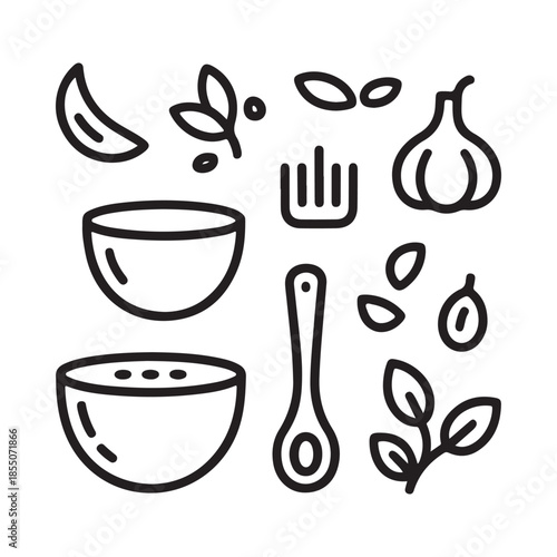 Culinary elements a hand drawn illustration of cooking ingredients and utensils
