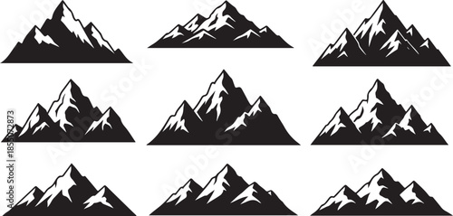 Mountain Range Logo Collection

Minimal Alpine Mountain Silhouettes Set

Outdoor Mountain Peak Icons Bundle