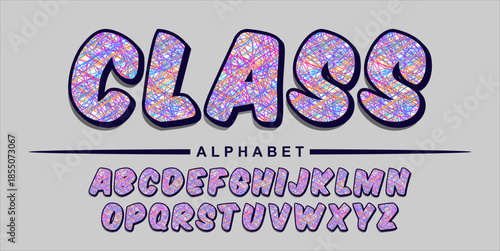 Bubbly Textured Alphabet Font with Colorful Scribble Effect