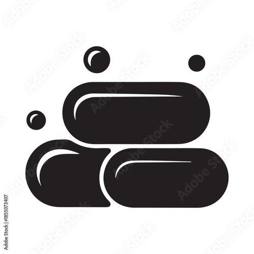 Black soap with bubbles a simple hygiene and cleaning illustration