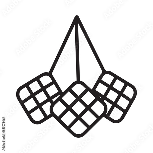 Simple black and white line drawing of a waffle cone with waffles