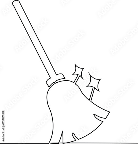 Single line mop and bucket vector continuous line art minimalist cleaning concept illustration