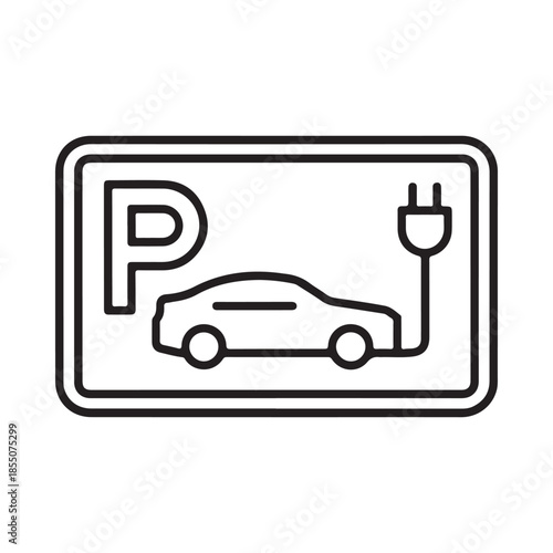 Electric vehicle parking symbol a designated space for charging cars