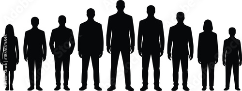 Group of Business People Silhouette Icon Set Representing Teamwork, Workforce Diversity, and Corporate Community