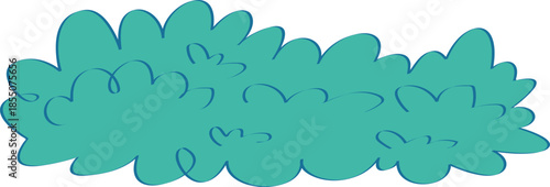 Whimsical cartoon teal bush isolated vector illustration shrubbery hiding hedge graphic design