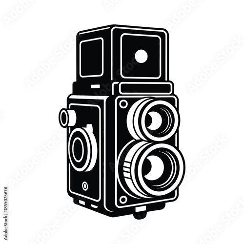 Vintage camera illustration on white background