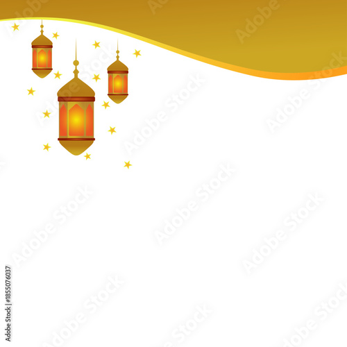 Golden Ramadan Lantern Illustration for Islamic Celebration Design. Arabic traditional islamic eastern lanterns garland