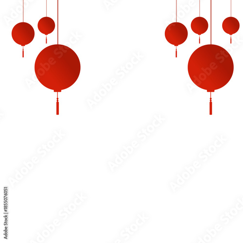 Hanging ornaments red lanterns on the right and left