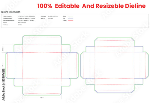 box with shallow depth lid dieline template box dieline die lines packaging custom dieline  box cardboard box dieline pizza box dieline printable product packaging layout,