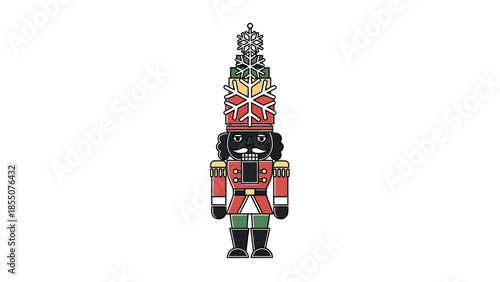 Festive Nutcracker Soldier with Snowflake Hat and Gifts