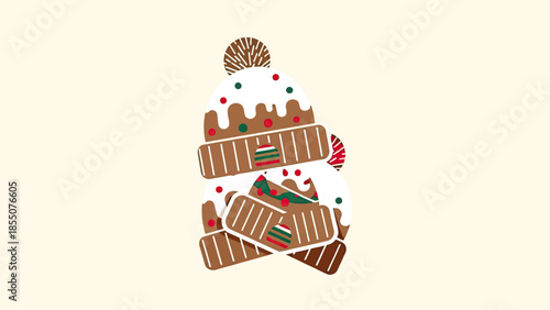 Gingerbread Hat Cookies Stacked Festive Christmas Winter Holiday Treat