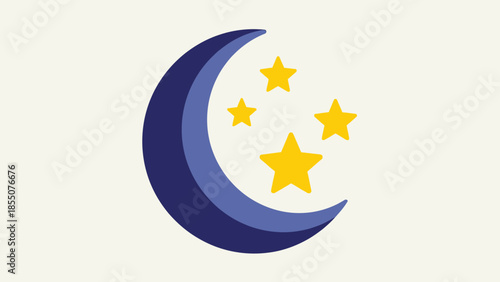Crescent moon and stars graphic design